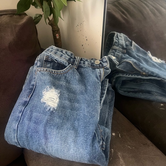 Dark Blue High Rise Denim Pants - Picture 2 of 3